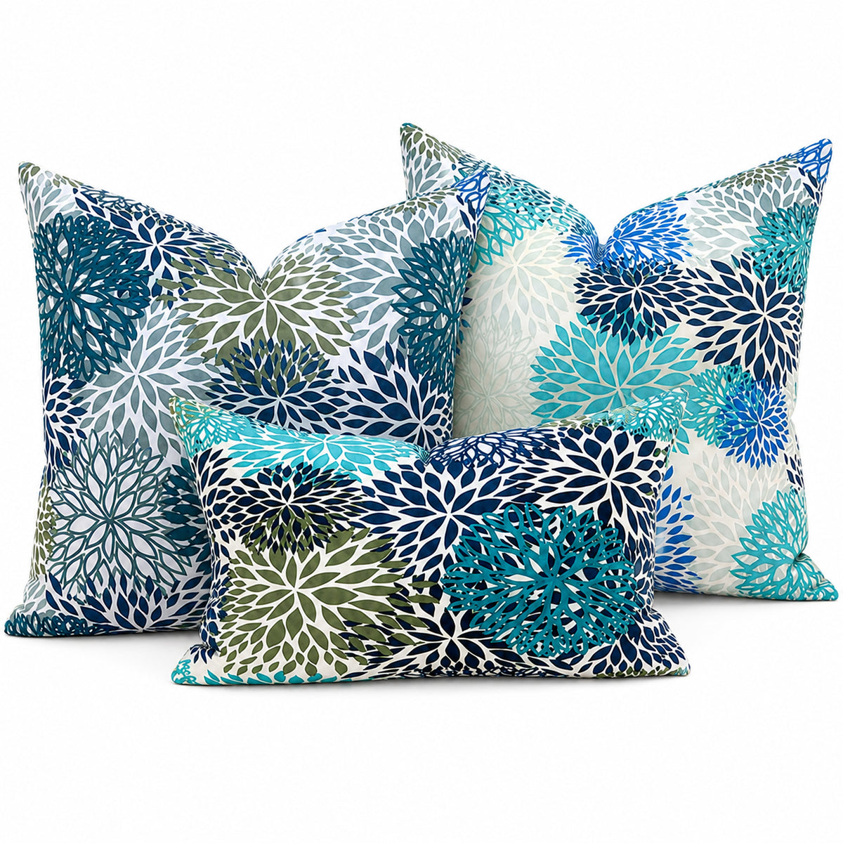 BLOOMS OXFORD BLUE Outdoor Pillow Cover