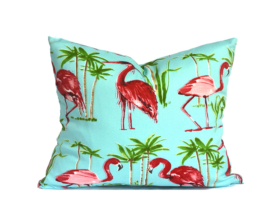 FLAMINGO AQUA Outdoor Pillow Cover