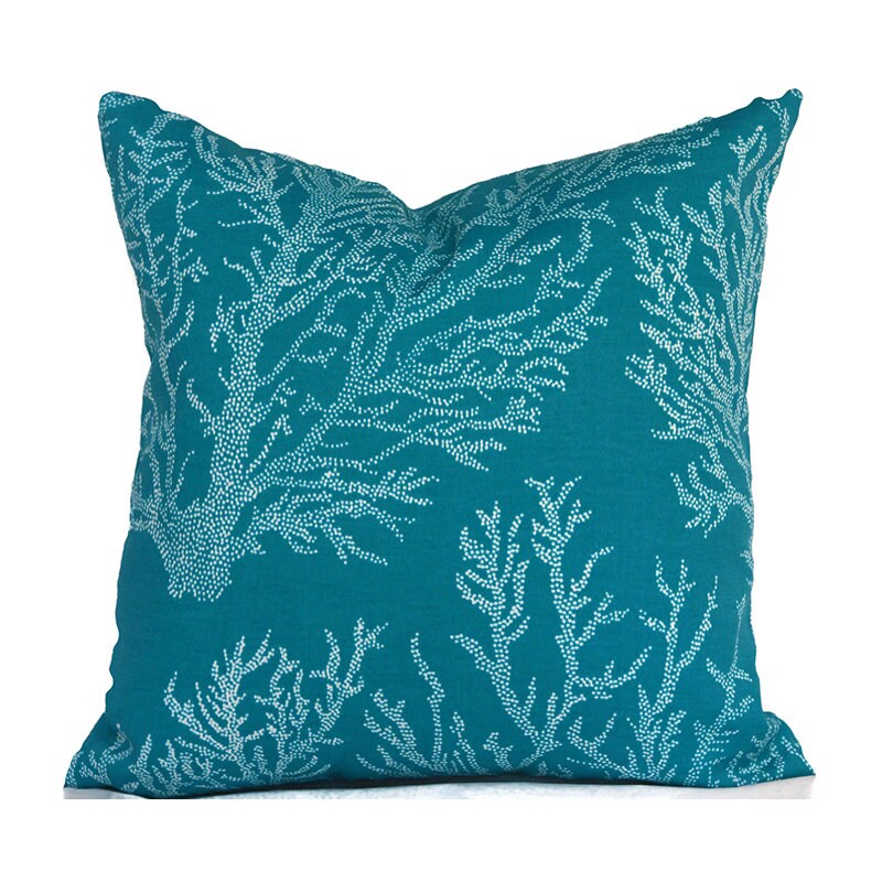 SEA CORAL TURQUOISE - Outdoor Pillow Cover-Our Pillow Studio