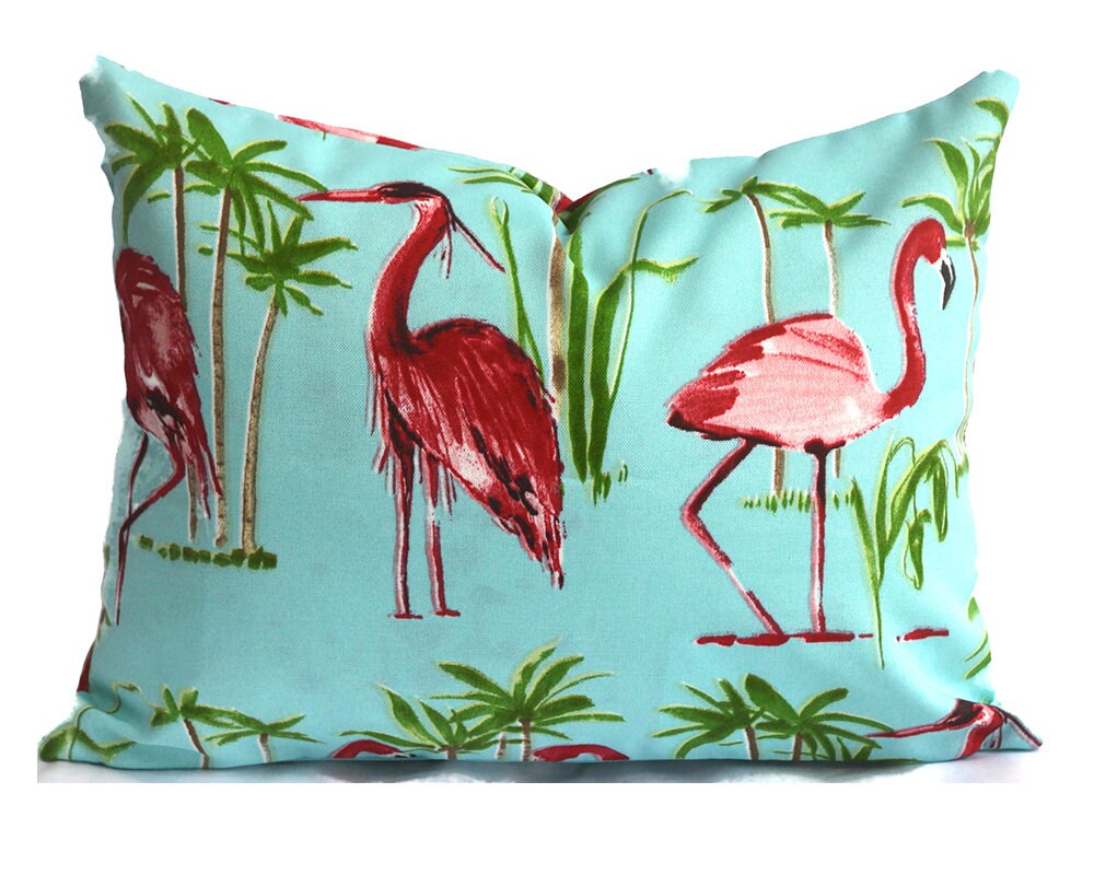 FLAMINGO AQUA - Outdoor Pillow Cover-Our Pillow Studio