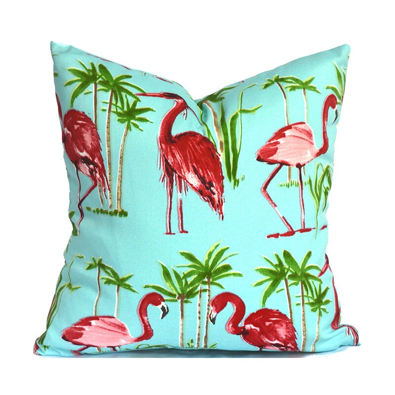 FLAMINGO AQUA - Outdoor Pillow Cover-Our Pillow Studio