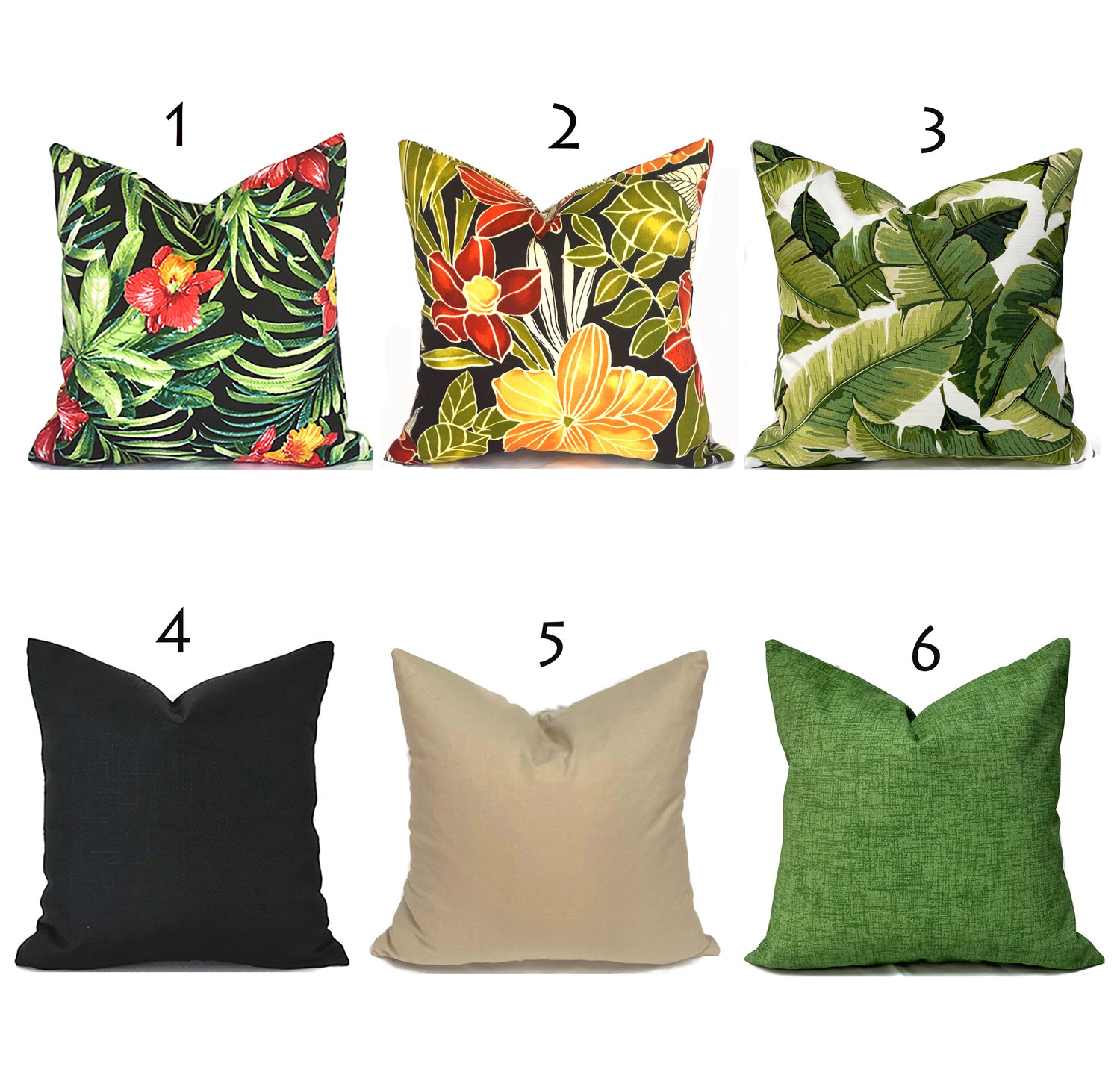 BLACK GREEN & TAN Outdoor Pillow Covers