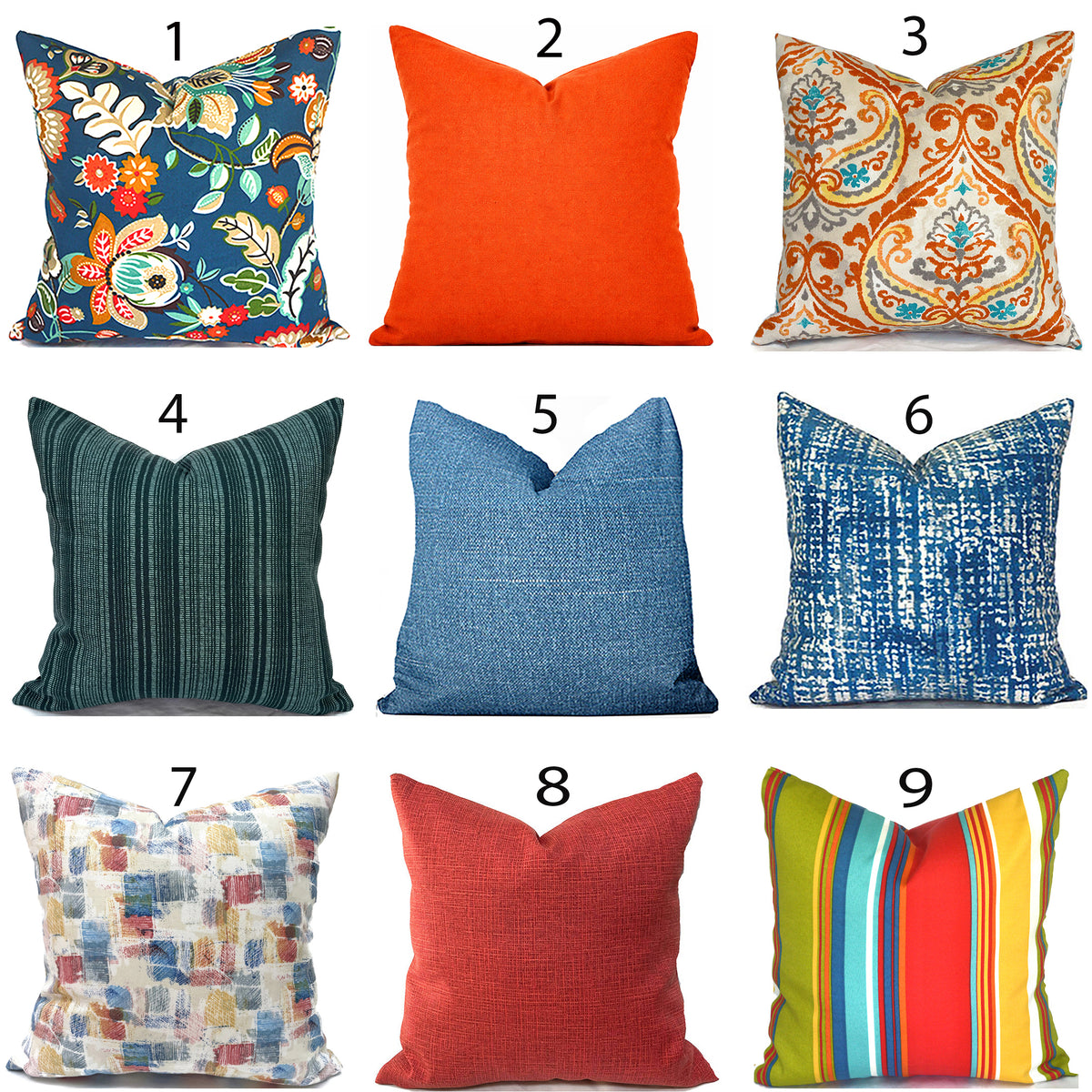 ORANGE & BLUE Outdoor Pillow Covers