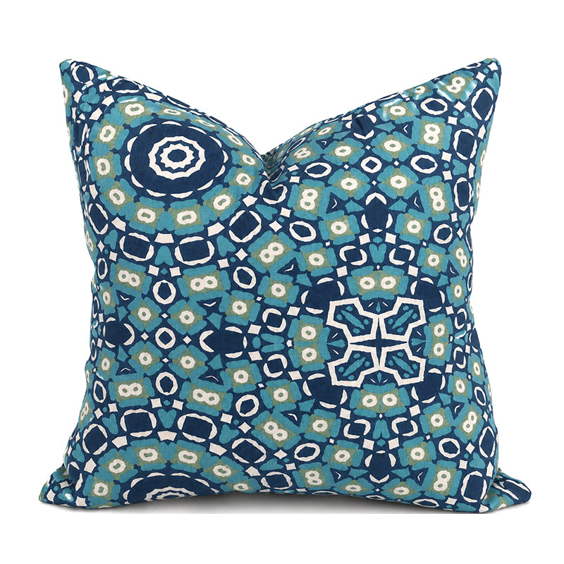 ROSETTA TURQUOISE NAVY BLUE Outdoor Pillow Cover