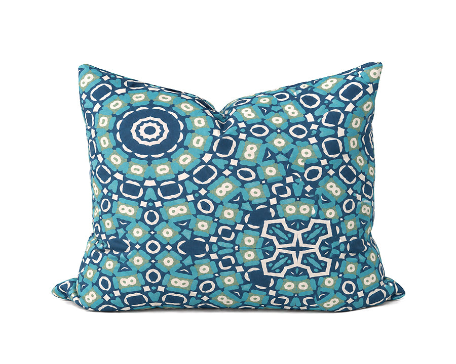 ROSETTA TURQUOISE NAVY BLUE Outdoor Pillow Cover