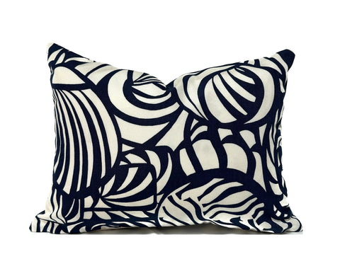 SEASHELLS NAVY <br> Outdoor Pillow Cover