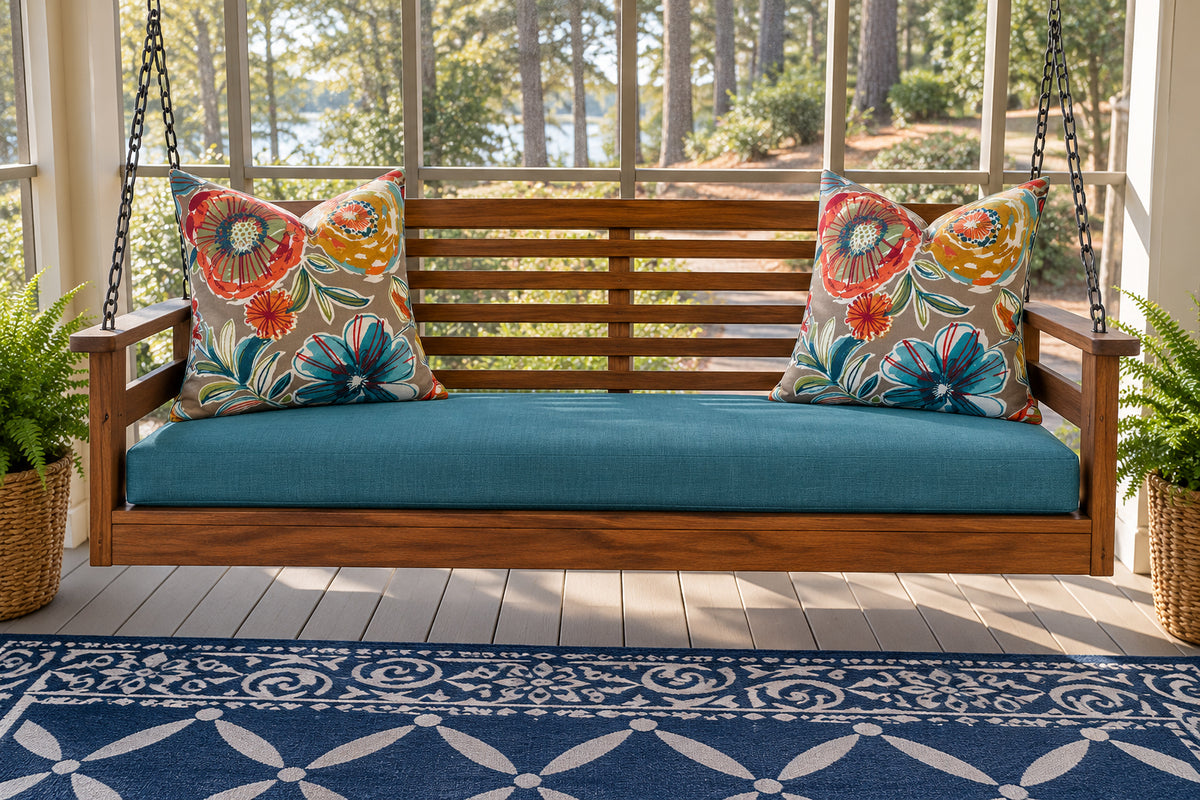 HERRINGBONE TEAL BLUE Outdoor Pillow Covers