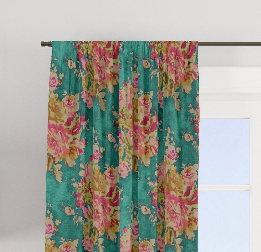 Curtains 2 Panels Each 50" wide / Any Length / Custom Made Rod Pocket Window Treatments Venus Caribbean